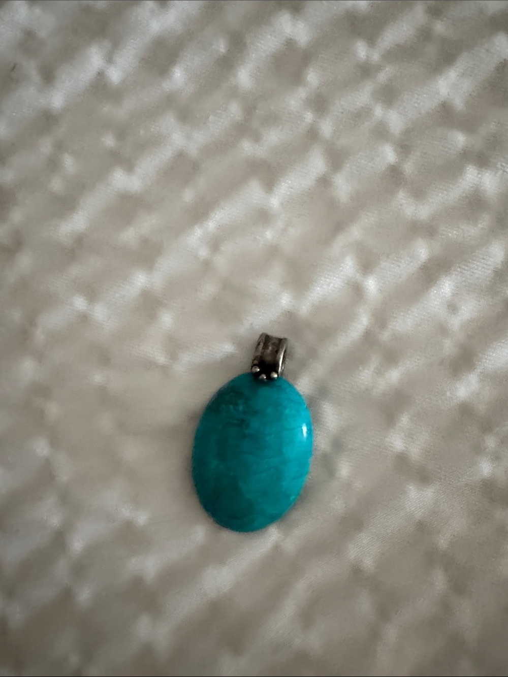 Turquoise Oval Stone Pendant - Teal Blue Women’s Necklace Charm